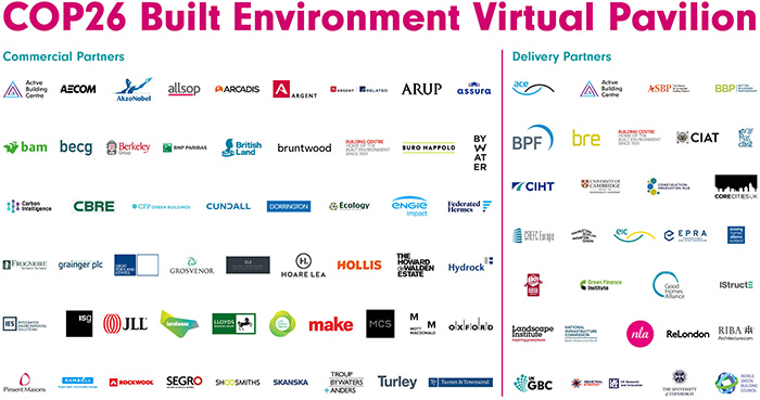 `COP26 Built Environment Virtual Pavilion - Dommercial and Delivery partners